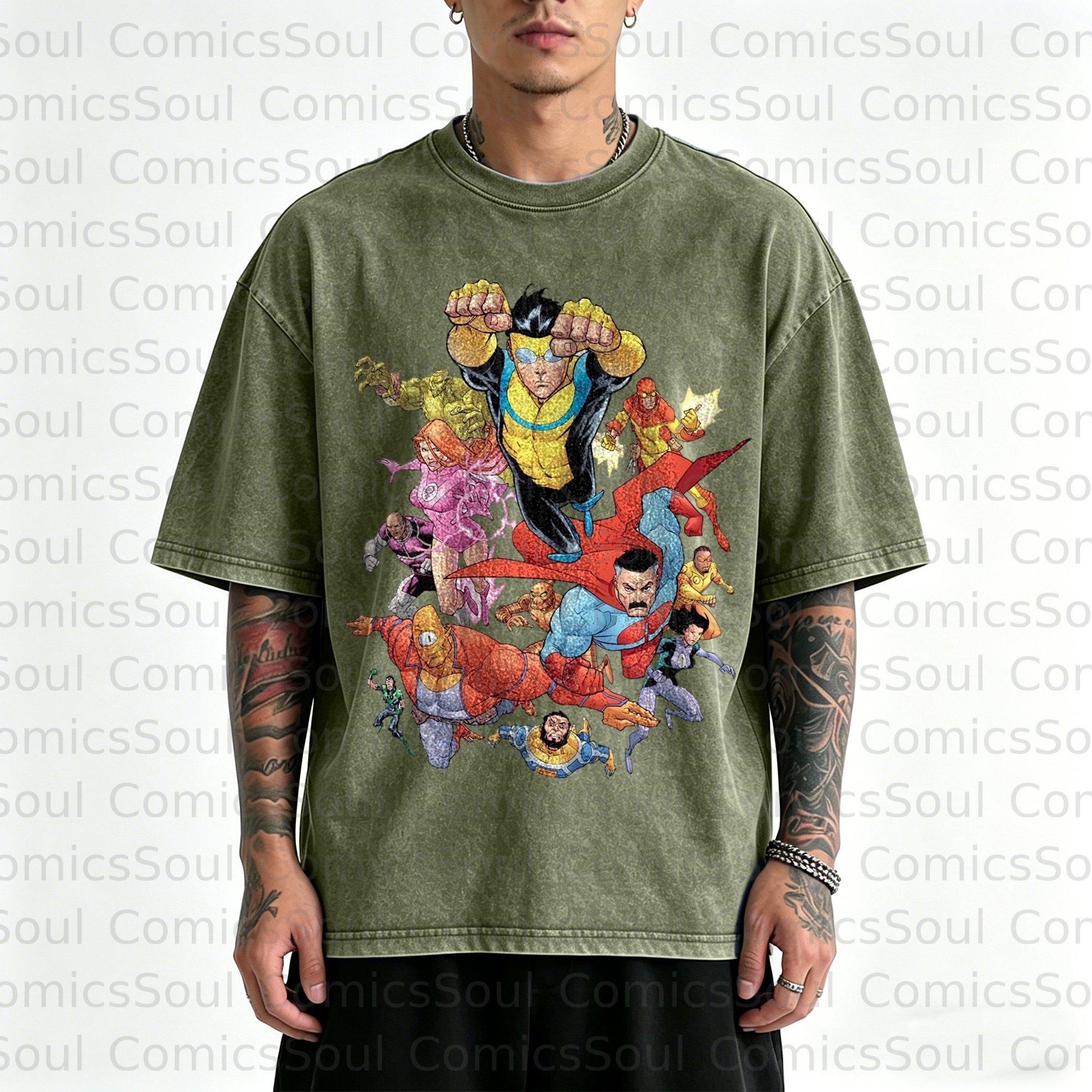 Unisex Anime Inspired Vintage Washed T-Shirt