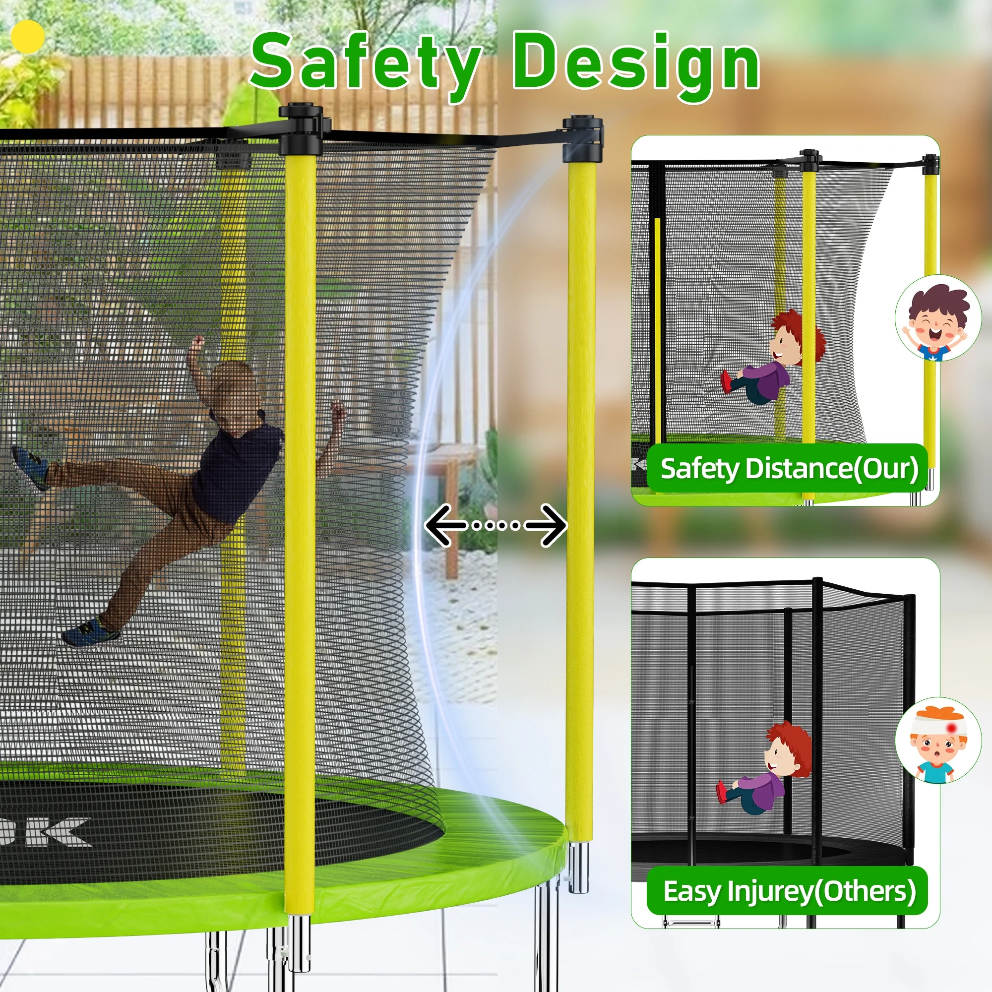 SKOK 8FT Large Cage Trampoline with Safety Enclosure Netting for Kids and Adults, 400LBS Capacity - Image 4