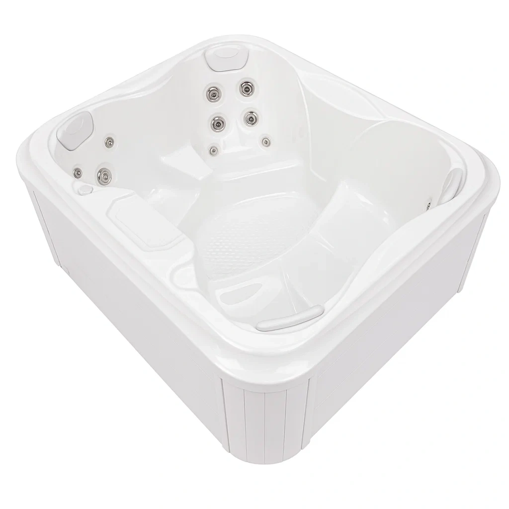 Bañera de hidromasaje de exterior 2 plazas blanca con cubierta,155x155x72 cm - TyuzeHi109Hk