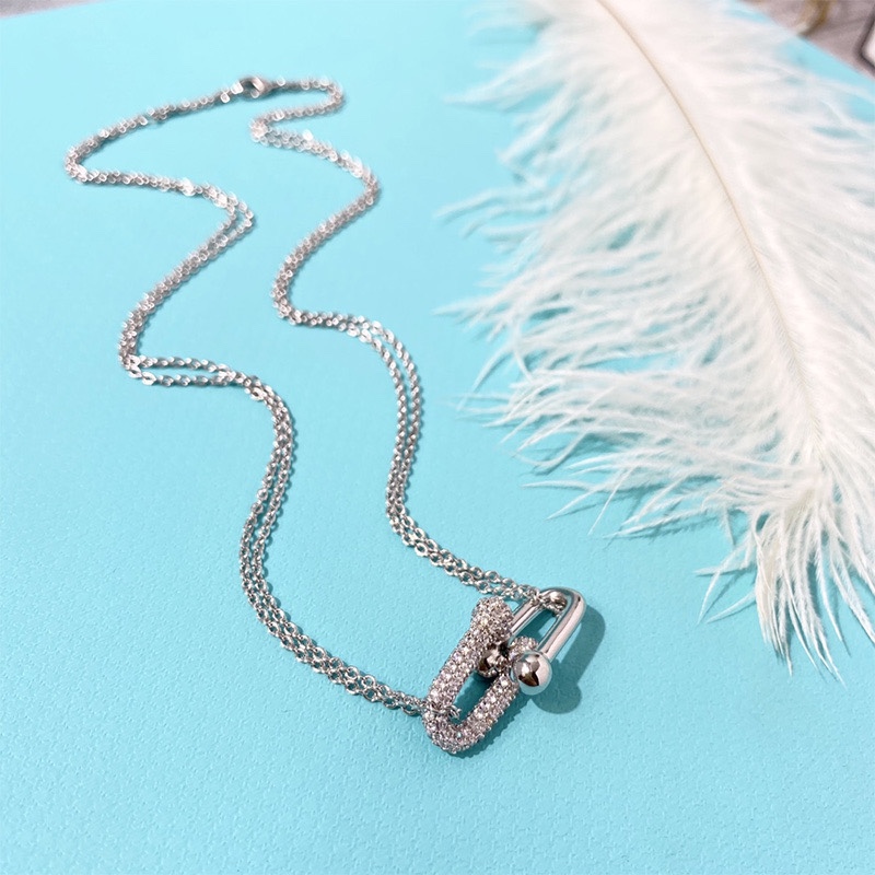 Tiffany Diamond Double Horseshoe Clasp Pendant Necklace - Original Replica Club