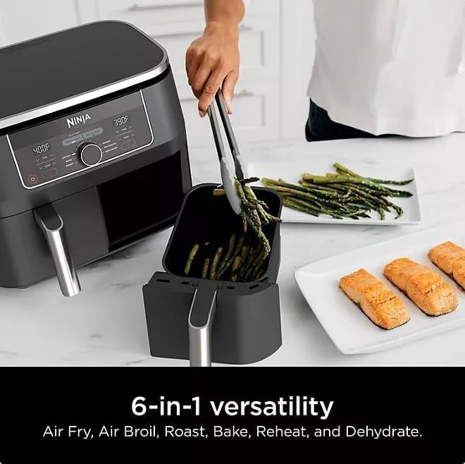 Ninja Foodi 8 qt 2-Basket Air Fryer, Black - DualZone Technology, Smart Finish - Image 3