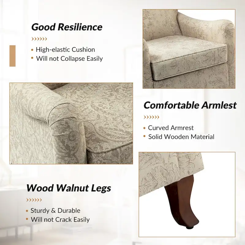 HULALA HOME Samouel Contemporary Floral Wingback Armchair