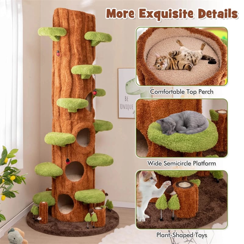 Eletriclife 90.5" Tall Multifunctional Cat Tree Tower with 5 Private Condos for Indoor Cats