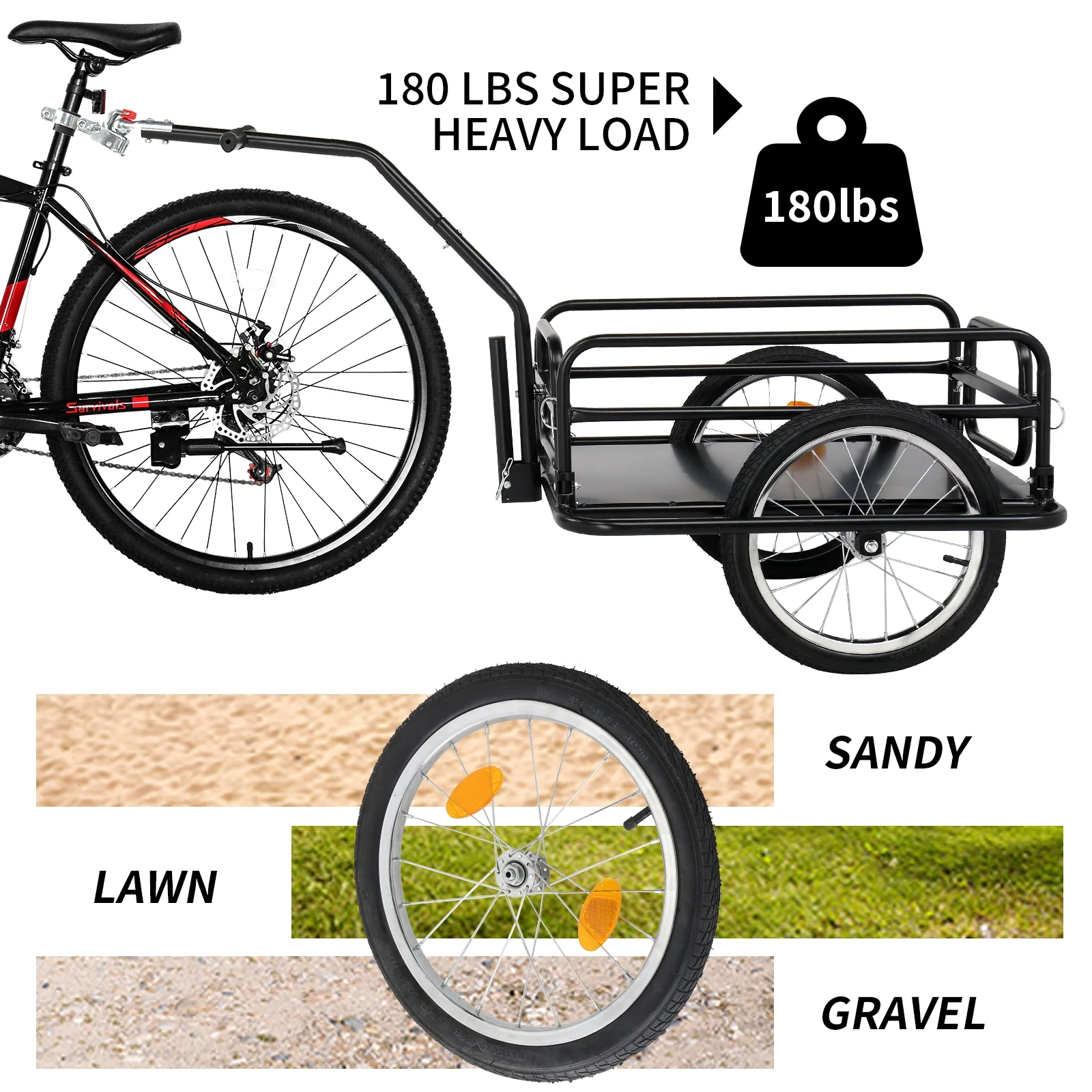 Ktaxon Two Wheel Bicycle Cargo Trailer, Black - Image 3