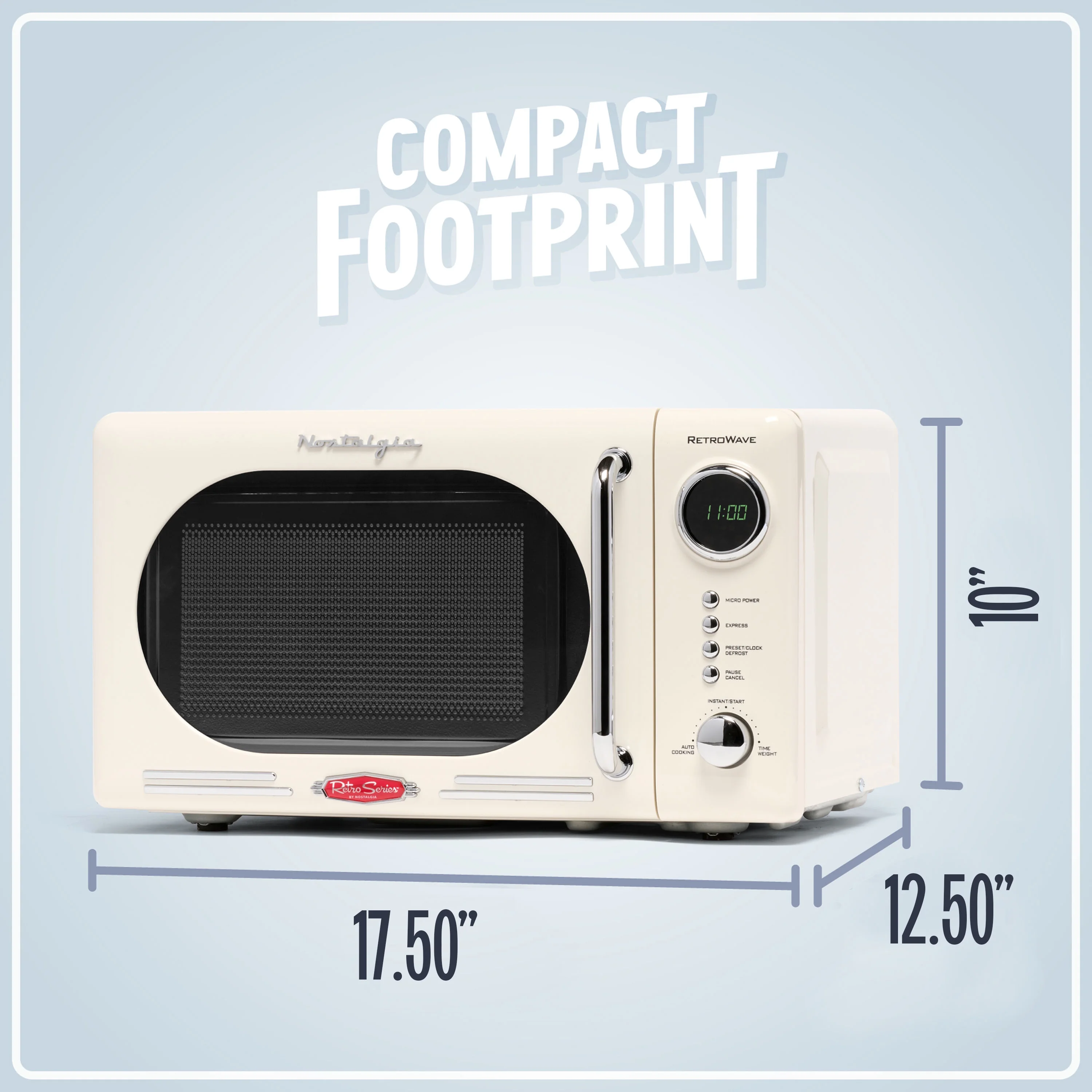 Nostalgia Retro Compact Countertop Microwave Oven - 0.7 Cu. Ft. - 700-Watts with LED Digital Display - Child Lock - Easy Clean Interior - Orange - Image 48