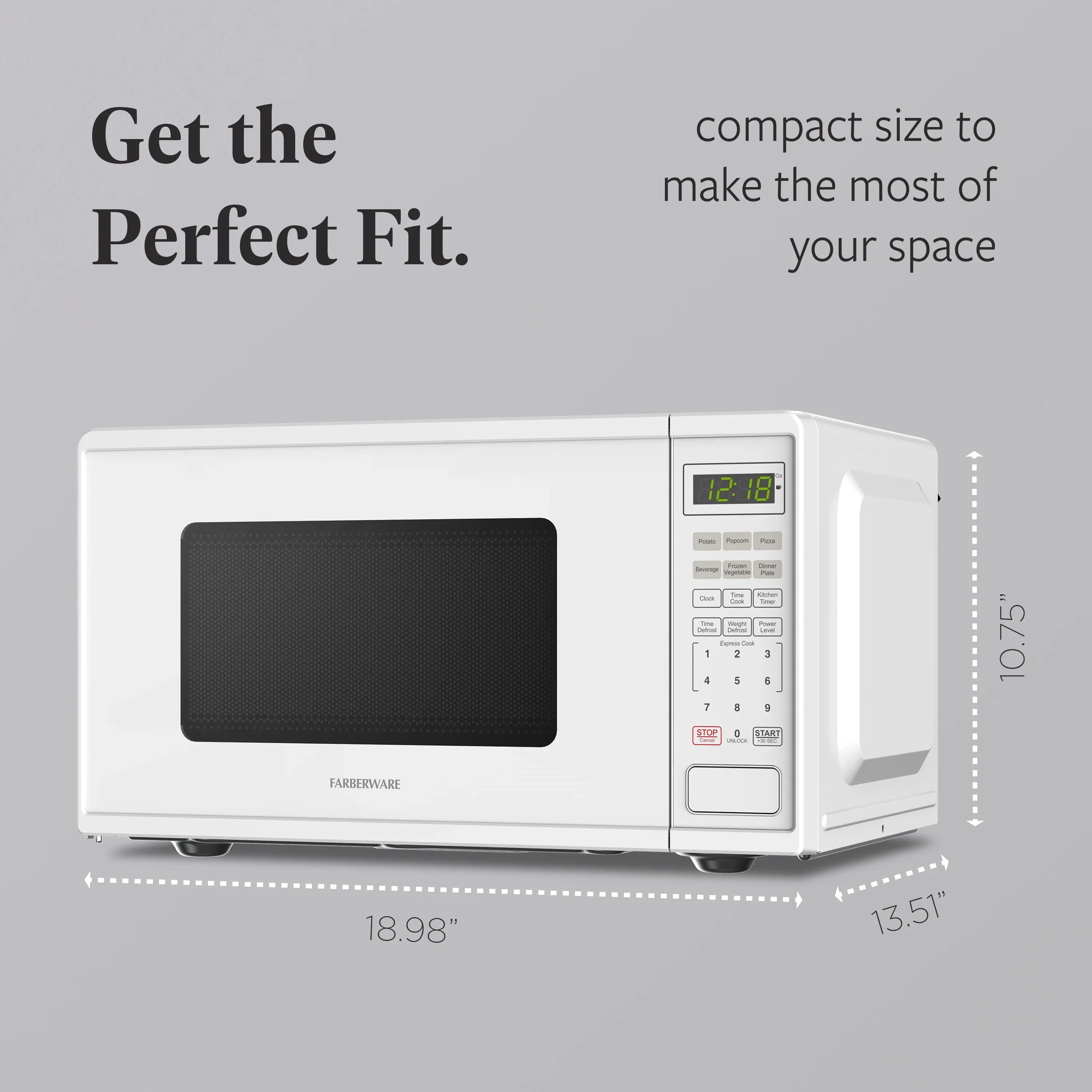 Farberware FMGZ09BKA 0.9 Cu. Ft. Microwave Oven, 900W, Digital Control, LED Display, 6 Cooking Presets, Black