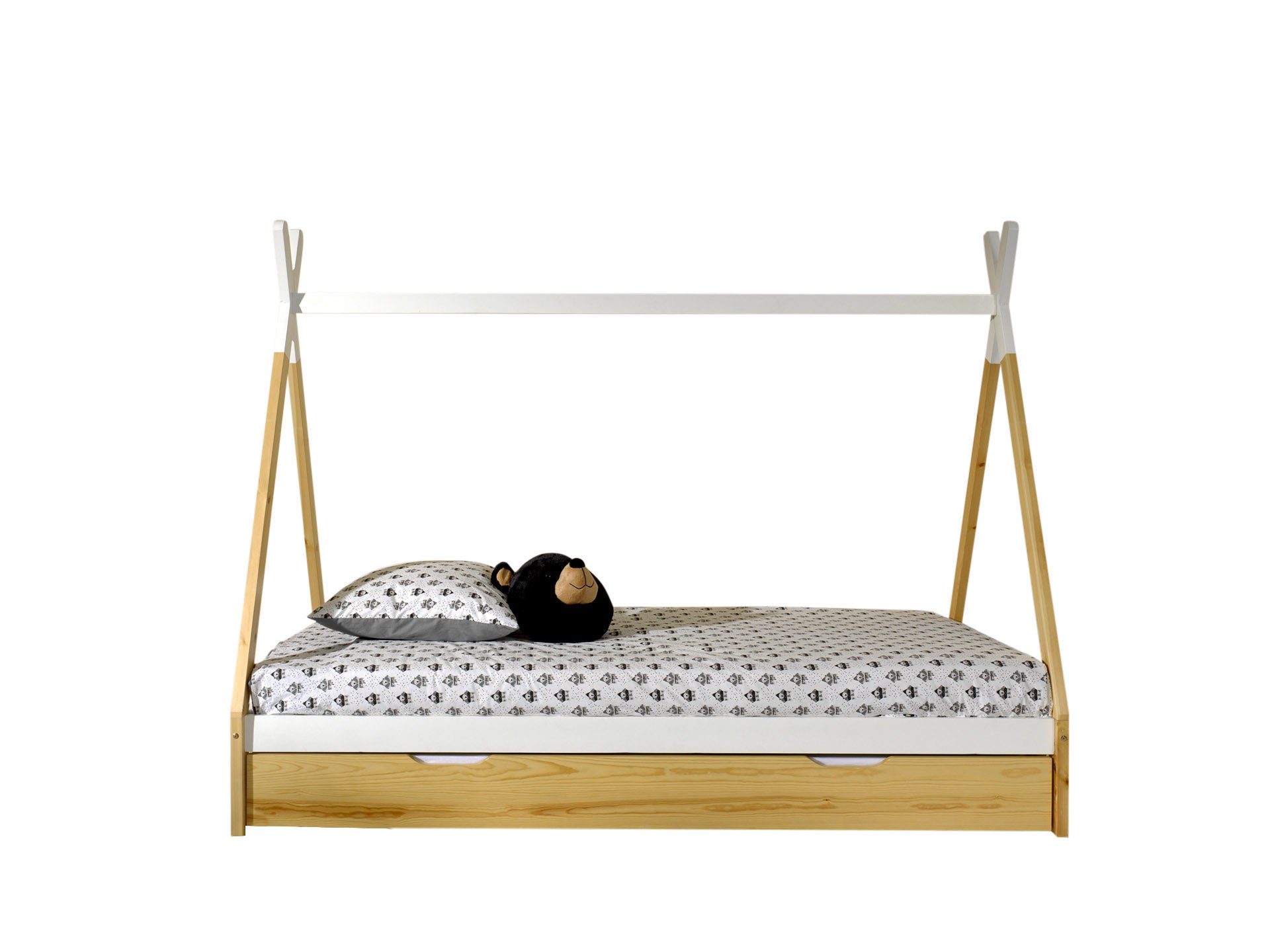 Vipack Tipi Eenpersoonsbed met Bedlade 90 x 200 cm - Naturel Wit