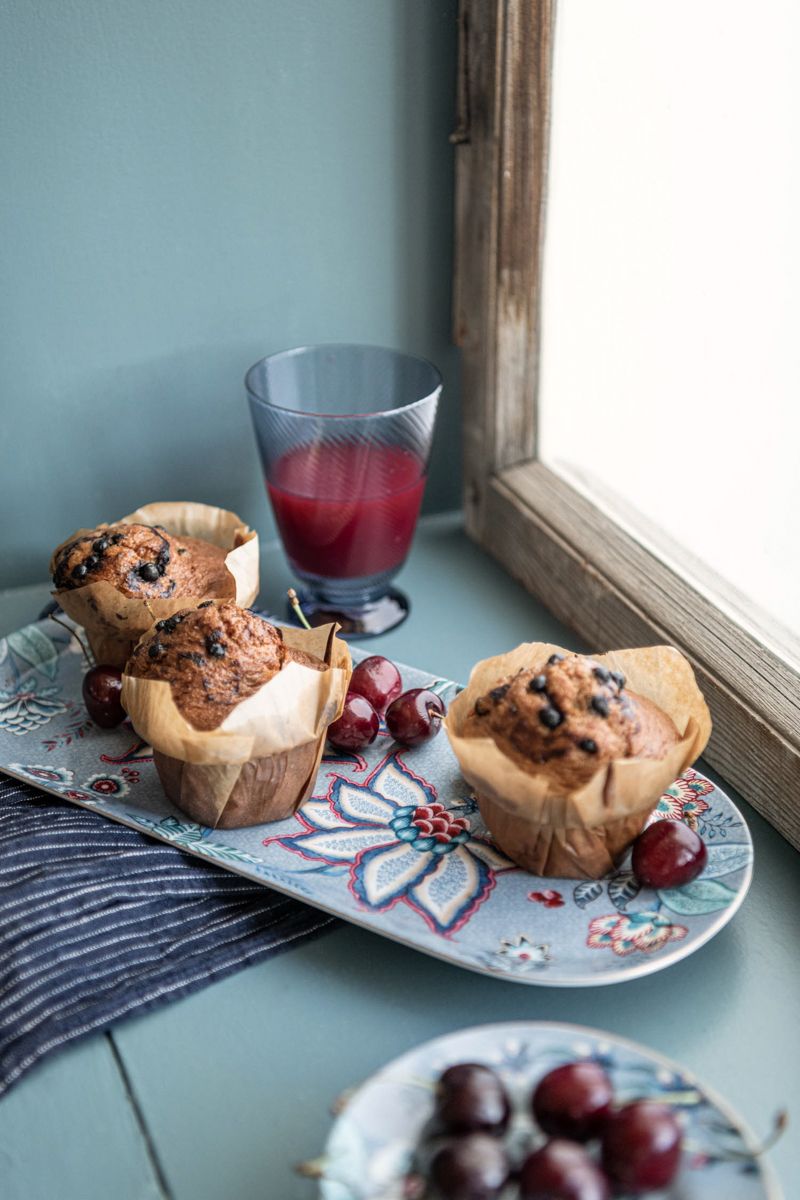 Cake Tray Rectangular Flower Festival Light Blue 33.3x15.5cm