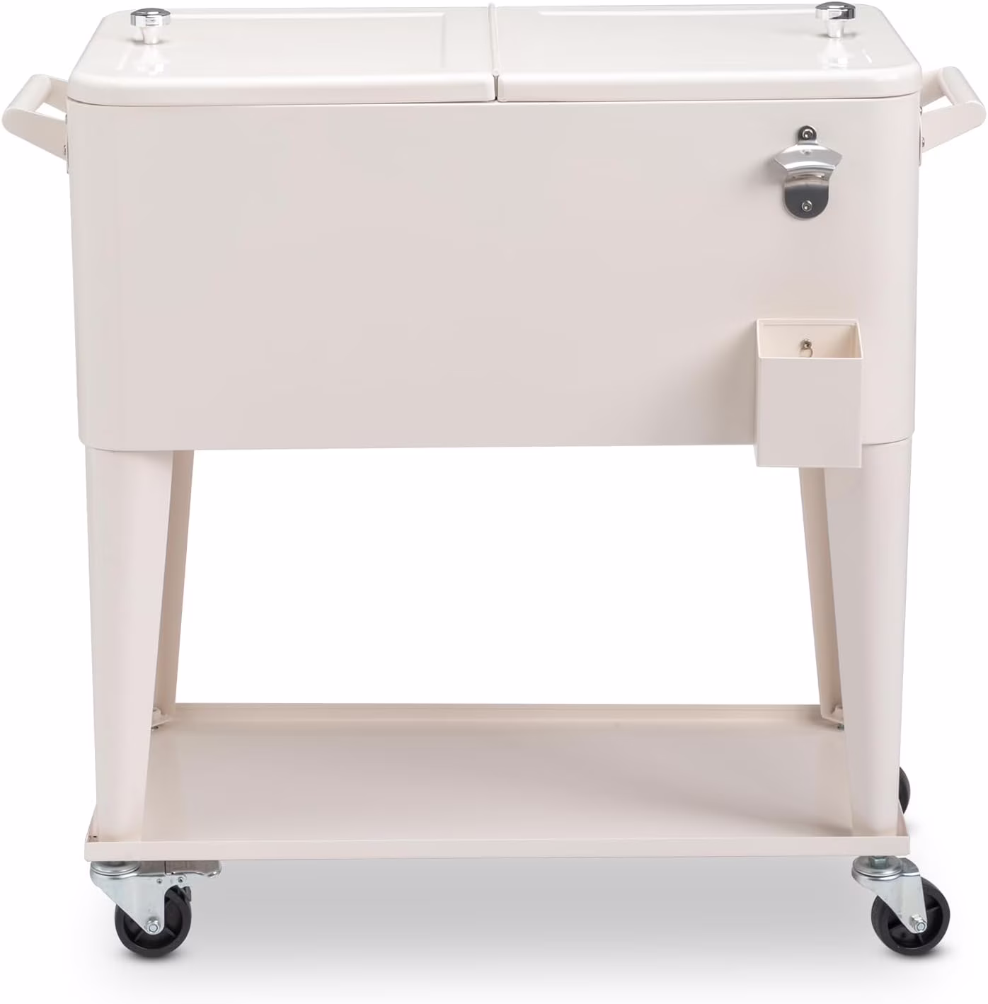 HEYWU 80 Quart Ice Chest Water Cooler with Bottle Opener, Milk White(Gray Wood)