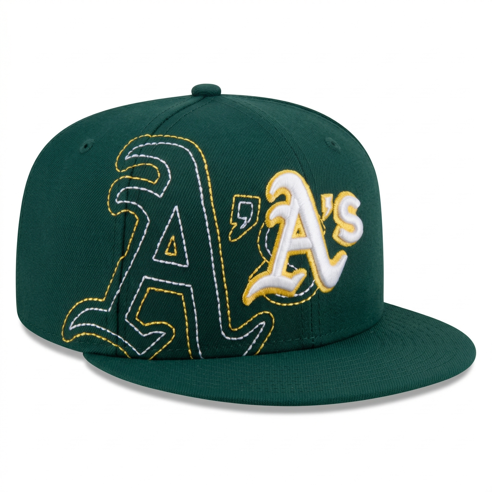Premium Green 'A's' Oversized Embroidery Snapback Cap | SEVEN HATS - SEVEN HATS
