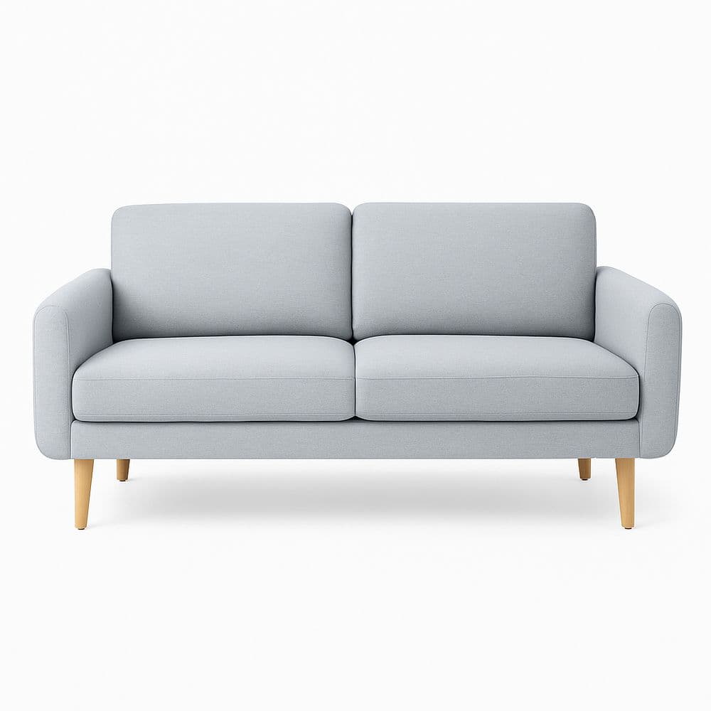 Sofá de 2 Plazas de Tela Poliéster Azul Claro con Patas de Madera de Haya 190x85x90 cm