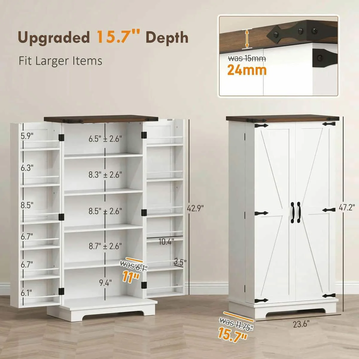 Spaco 17-Tier Kitchen Small Pantry Cabinet with 2 Doors and 6 Adjustable Shelves, Cabinet Pantry, Freestanding 5-Tier Shelving Pantries for Kitchen Storage, Gray - Image 27