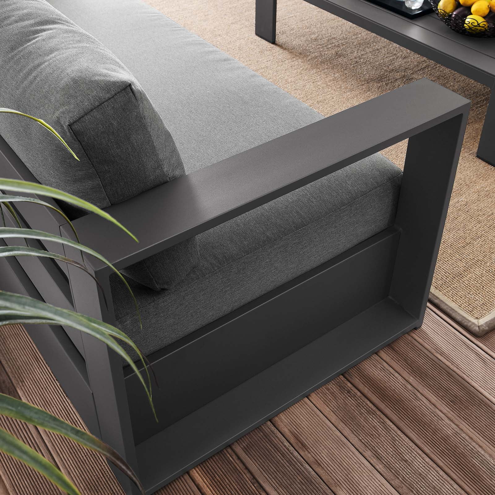 Lounge Sofa Table Set, Grey Gray, Aluminum, Metal, Fabric, Modern Contemporary, Outdoor Patio Balcony Cafe Bistro Garden Furniture Hotel Hospitality - Image 14