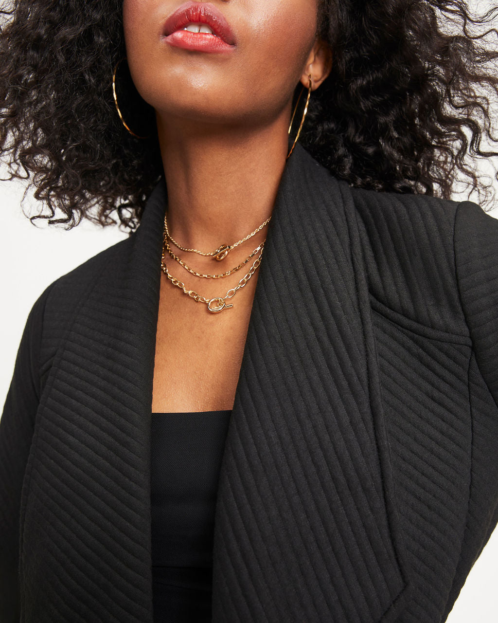 Danielle Textured Pocketed Jacket - Black - Se7enfashion
