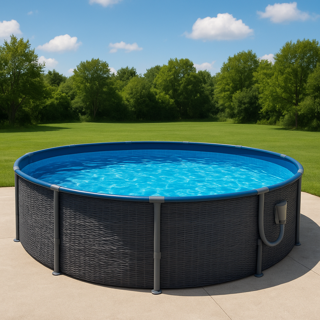 Piscina tubular redonda, Piscina ensamblable, Piscina, Gris grafito, PVC/triple capa, Exterior/jardín, 457x107 cm