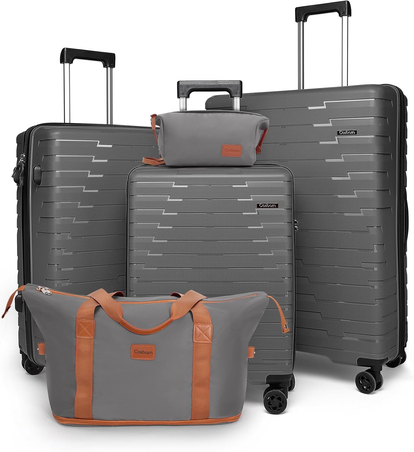 5-piece luggage set with wheels, ABS hardshell suitcase with spinner wheels