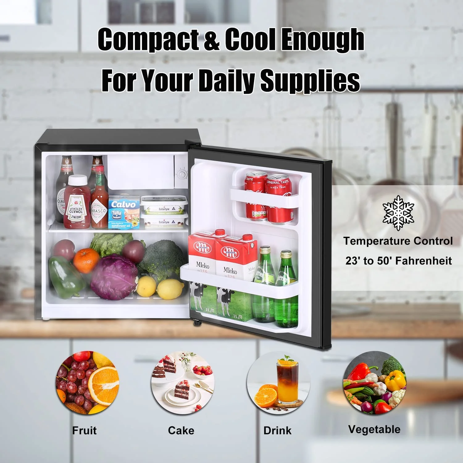 Frestec 1.6 Cu.Ft Mini Fridge with Freezer, Compact Refrigerator, Energy Efficient for Office, Apartment, Dorm, Bedroom - Image 7
