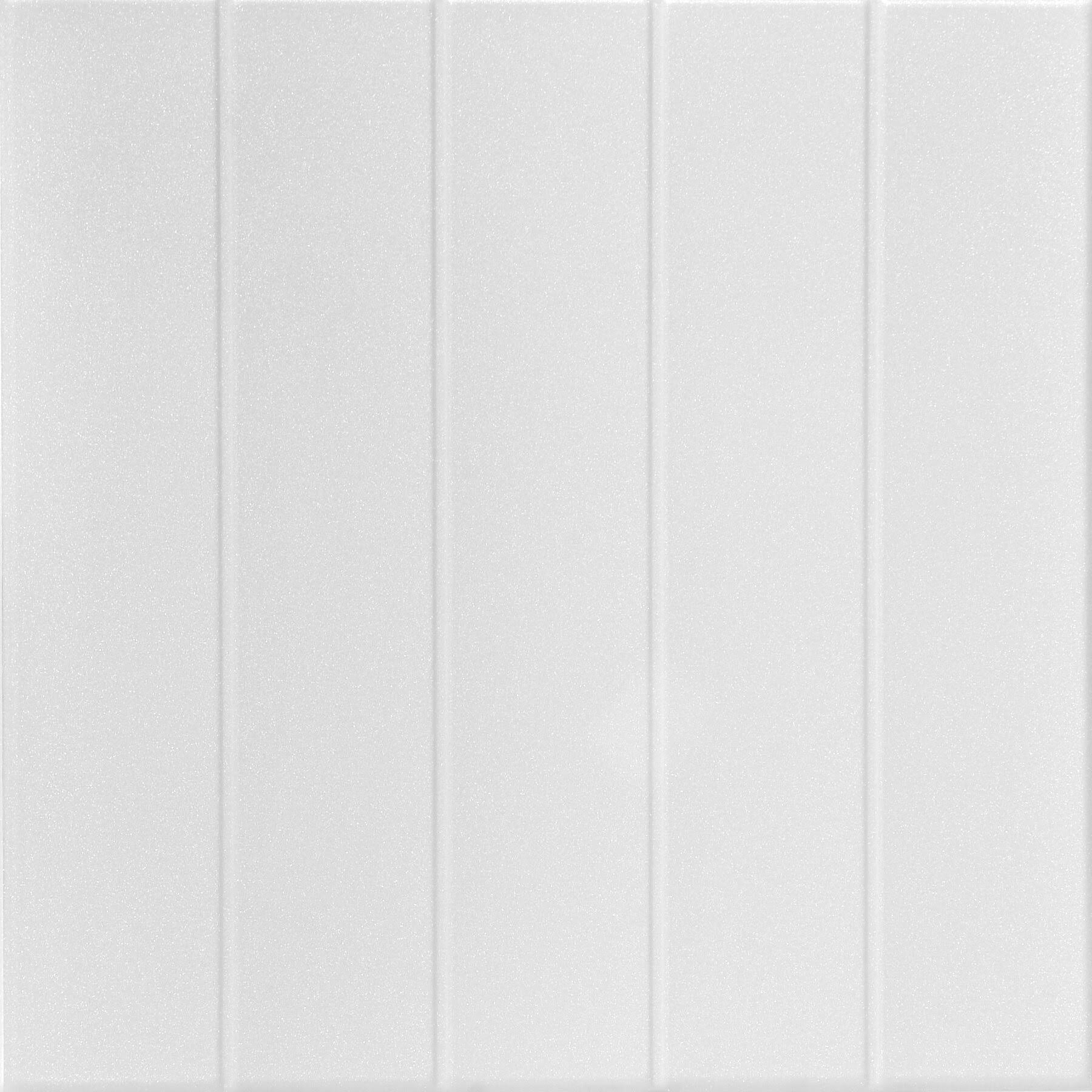 A La Maison Ceilings Bead Board 1.6 ft. x 1.6 ft. Glue Up Foam Ceiling Tile in Plain White (21.6 Sq. ft./Case)(Plain White)