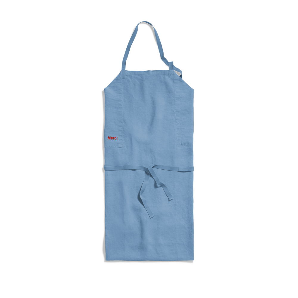 Tablier en lin lavé - Bleu Primaire