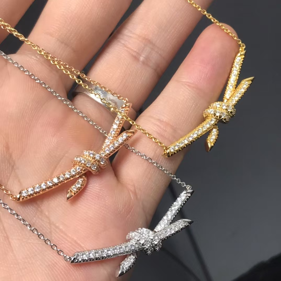 Tiffany Knot Pendant Necklace - Full Diamond - Original Replica Club