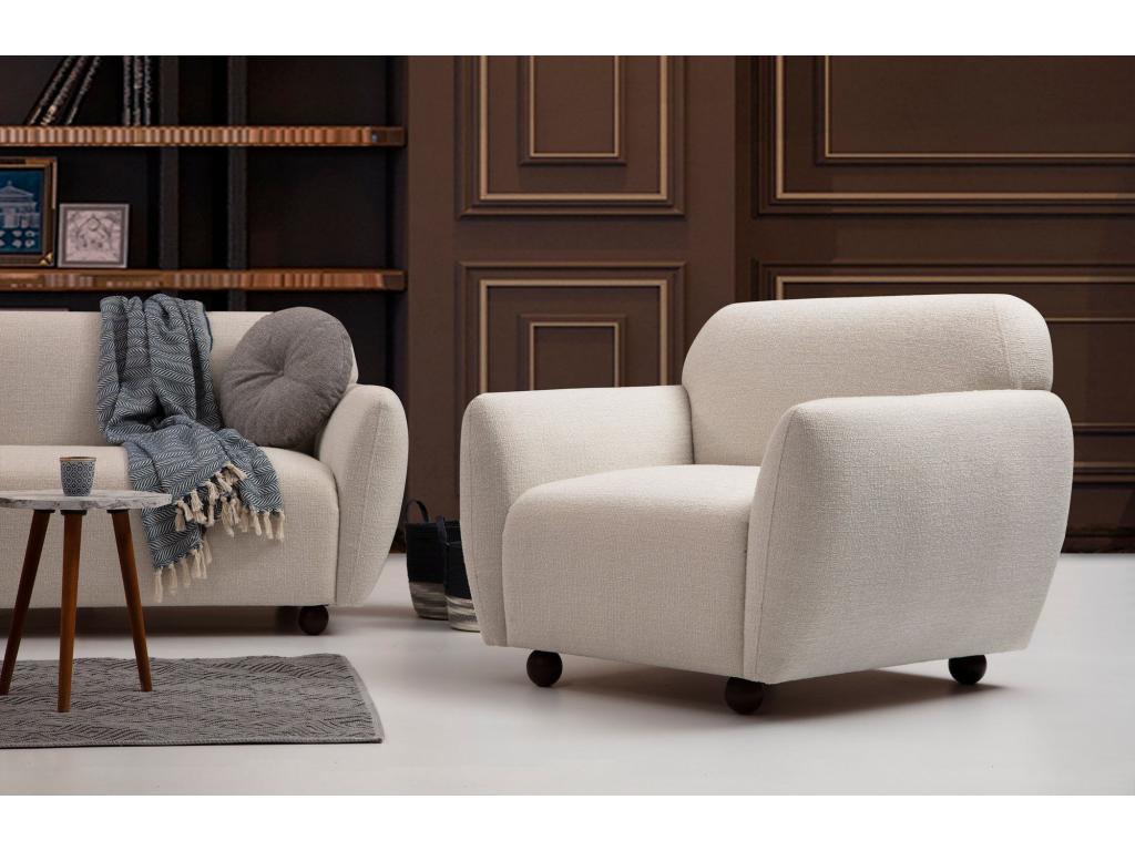 Sillón Nestleano 187 - De color marrón claro - 86x90x86cm - Tapiz - Patas Madera