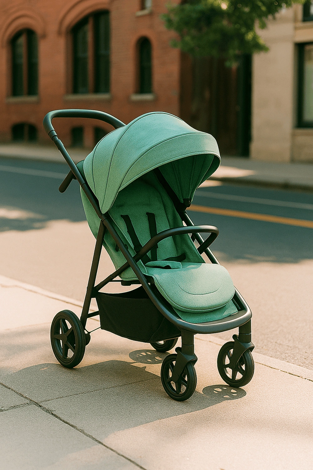 Cochecito de bebé, carrito plegable con respaldo ajustable en 3 posiciones y arnés de seguridad, hasta 22 kg, con capota extensible y cesta inferior, color verde claro, apto para 0 - 48 meses