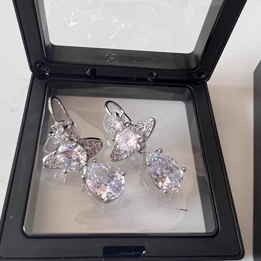 Vivienne Westwood Luxury Colorful Diamond Teardrop Earrings - Original Replica Club