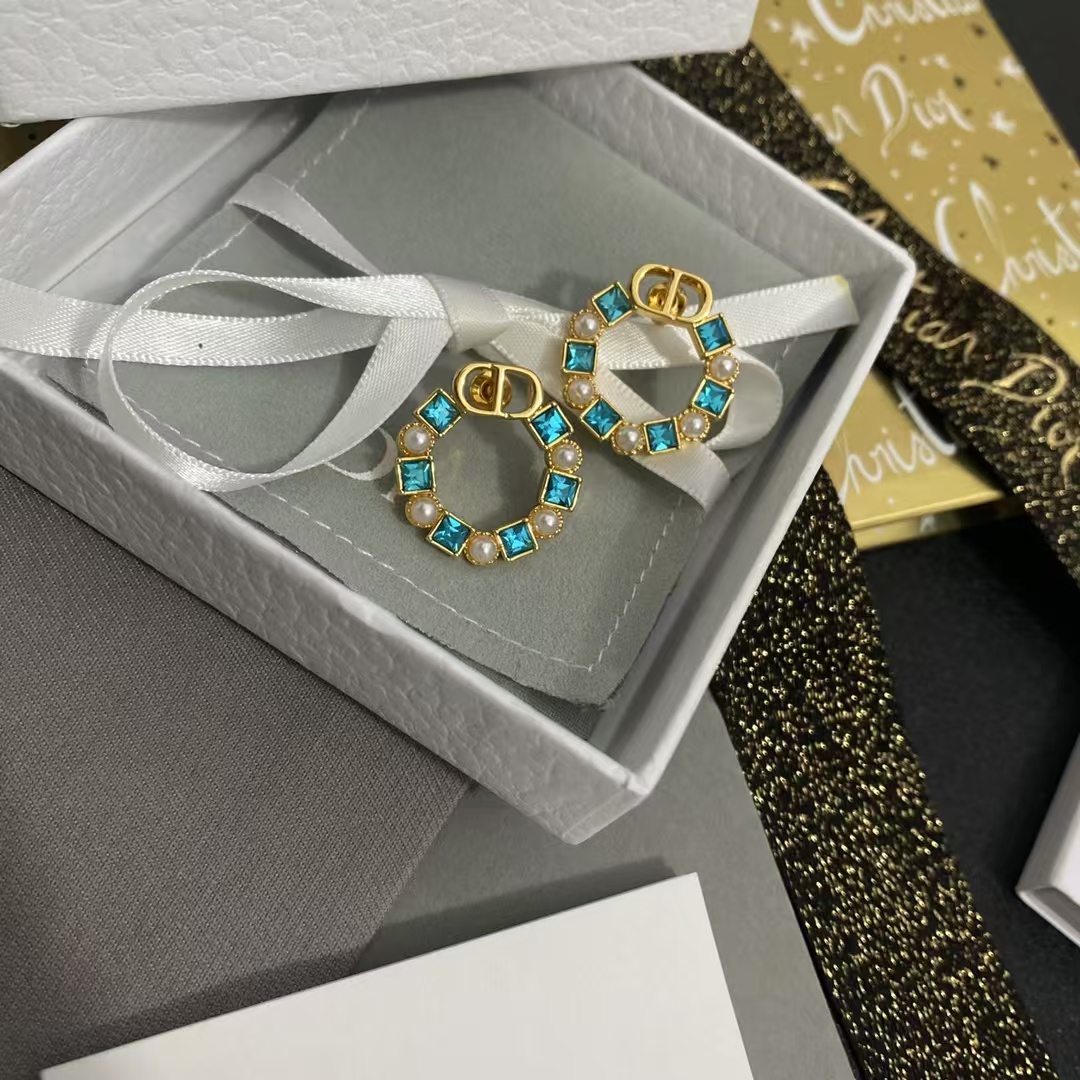 Dior Color Gem Rhinestone Earrings - Original Replica Club