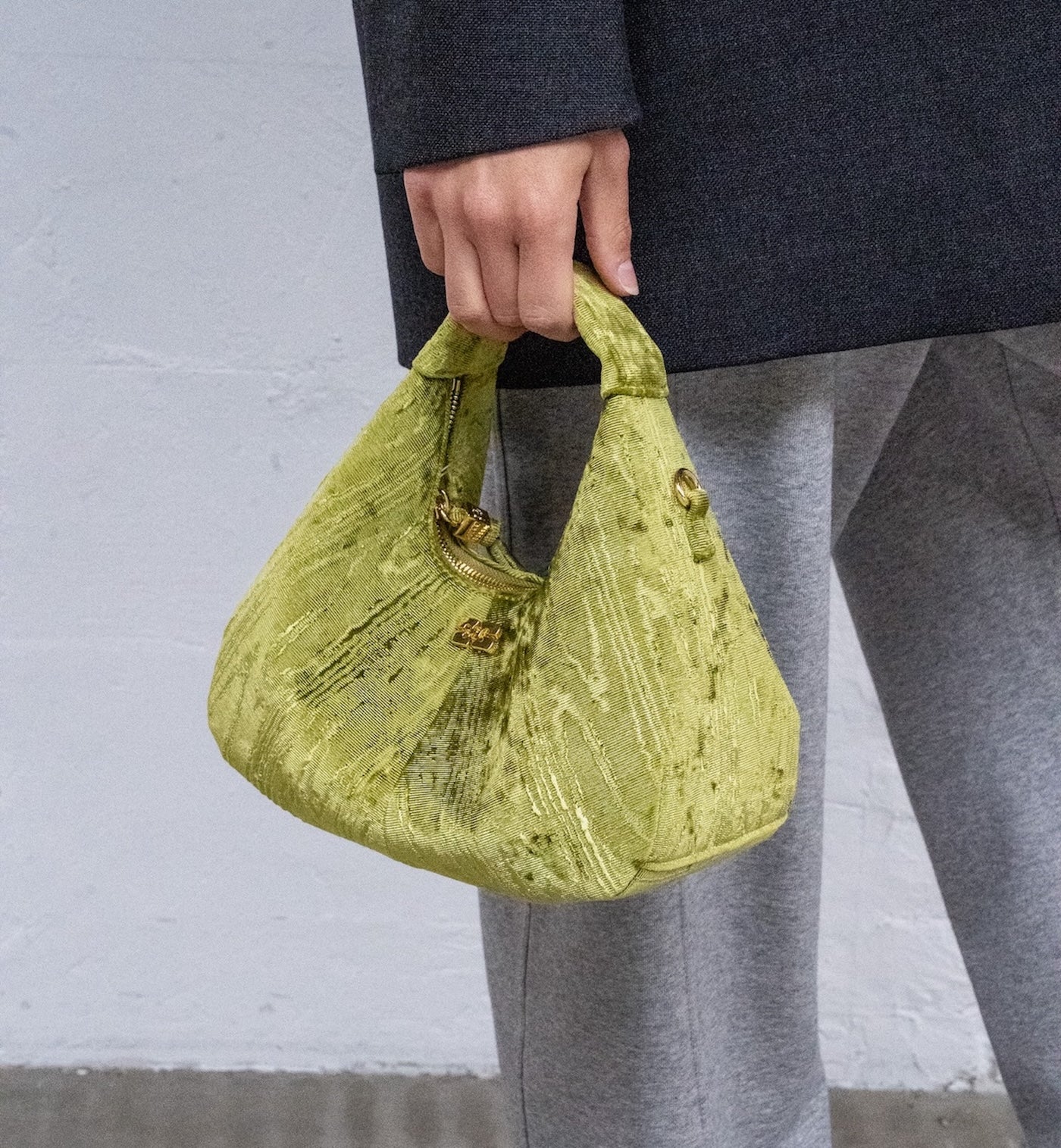 GANNI Hobo Mini Velvet Moire Bag
