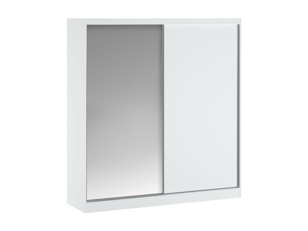 Armario 2 puertas correderas con espejo - 200 cm - blanco