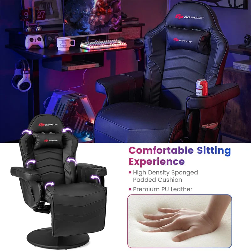 Eletriclife Height Adjustable Massage Gaming Recliner Chair with Retractable Footrest