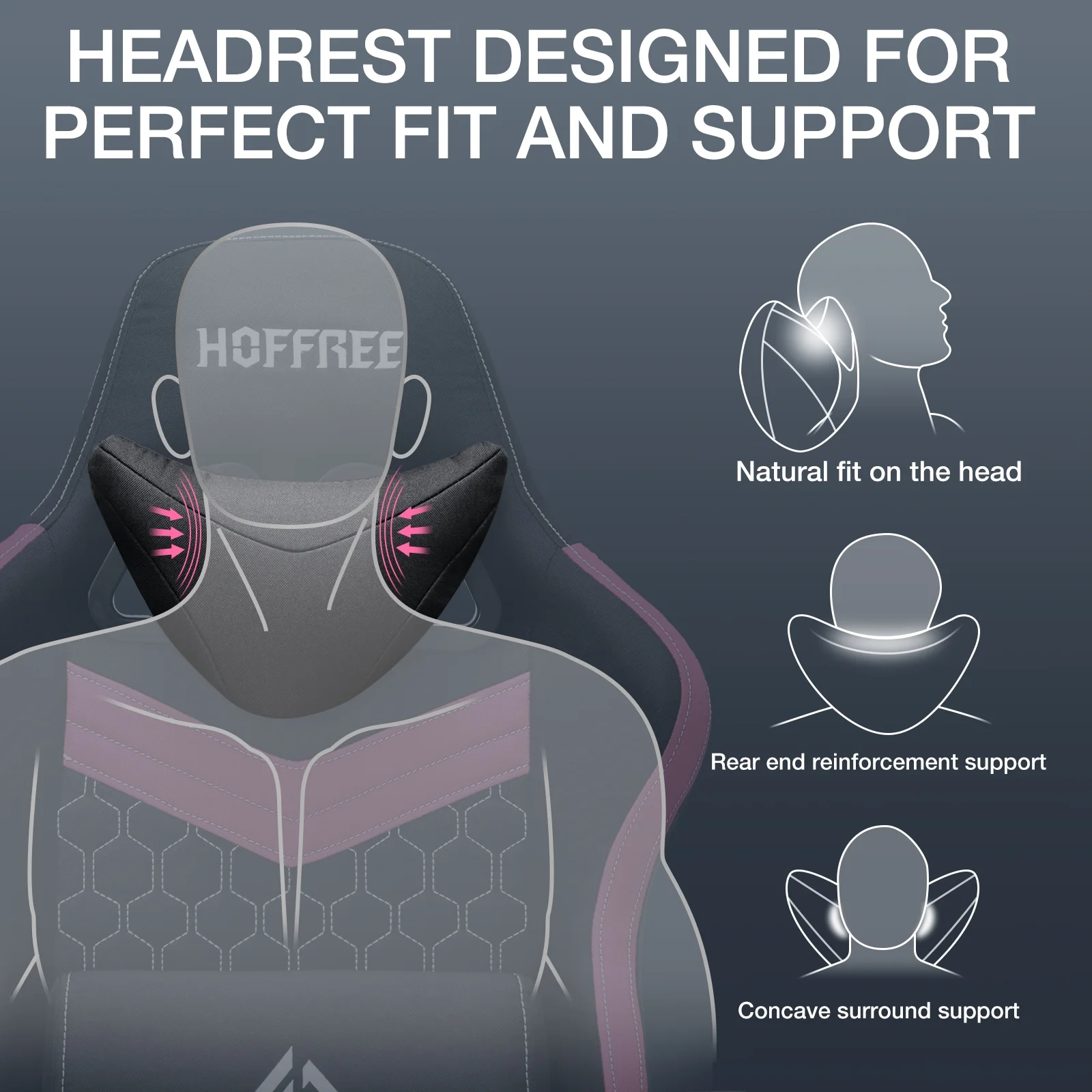 Hoffree Gaming Chair with Massage Fabric Office Chair with footrest for Adults, Ergonomic Gamer Chair with Headrest and Lumbar Support for Office Gaming, 440 LBS - Image 30