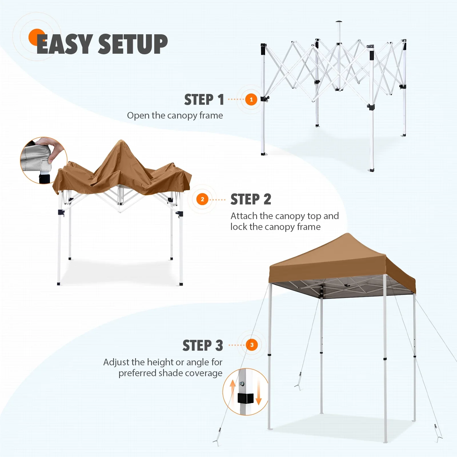 EAGLE PEAK 5x5 Pop up Canopy Tent Instant Outdoor Canopy Easy Set - up Straight Leg Folding Shelter（blue）