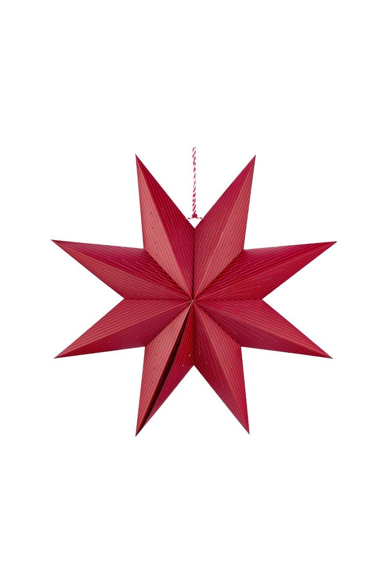 Christmas Star Paper Stripes Dark Red 60cm