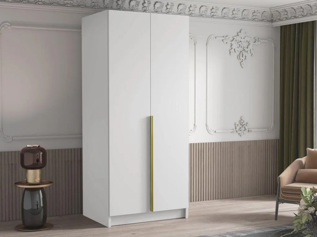 Armario Mueblesclasic 202 Blanco | Dorado 215x100x58cm Puertas de armario - Con bisagras