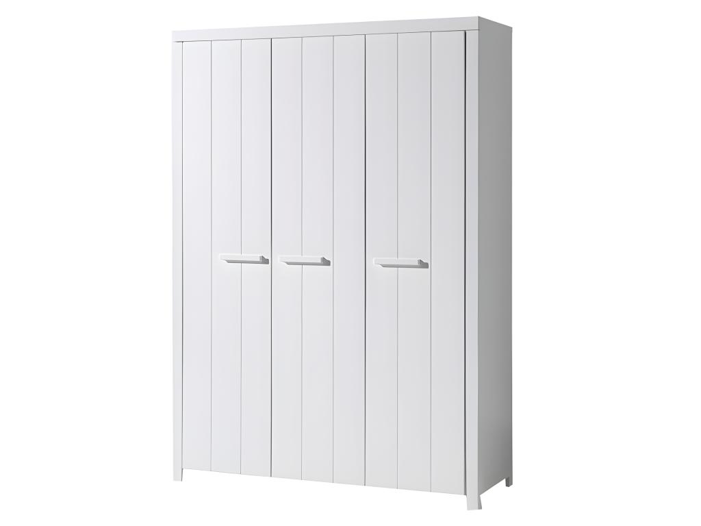 Armario de 3 puertas de pino macizo lacado blanco Abodeia