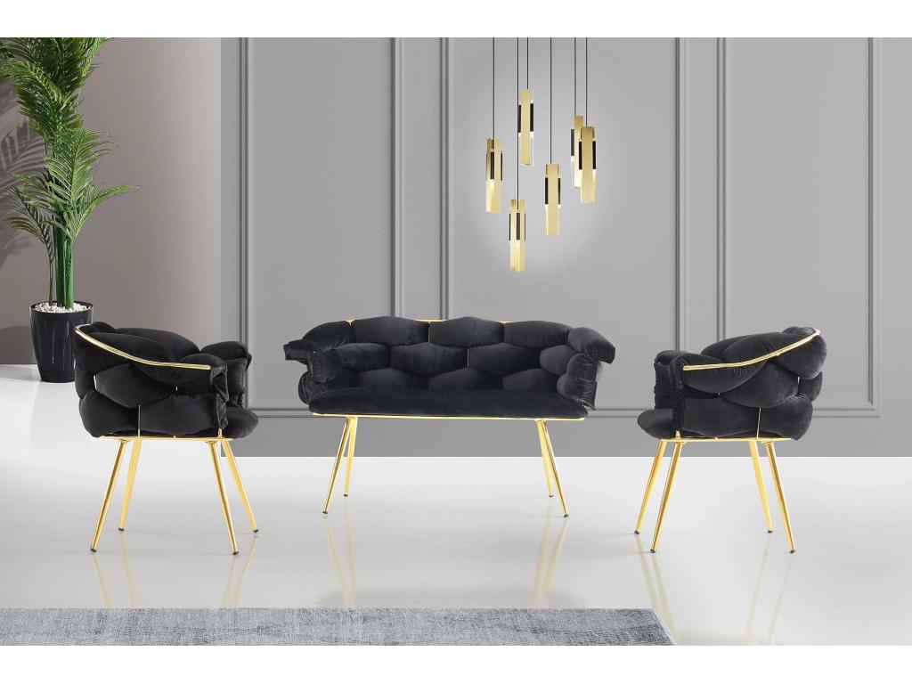 Conjunto de muebles tapizado Kailua 2059, Negro, Tapiz