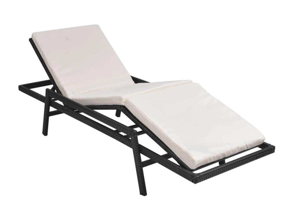 Sillón con cojín Resina mimbre Negro