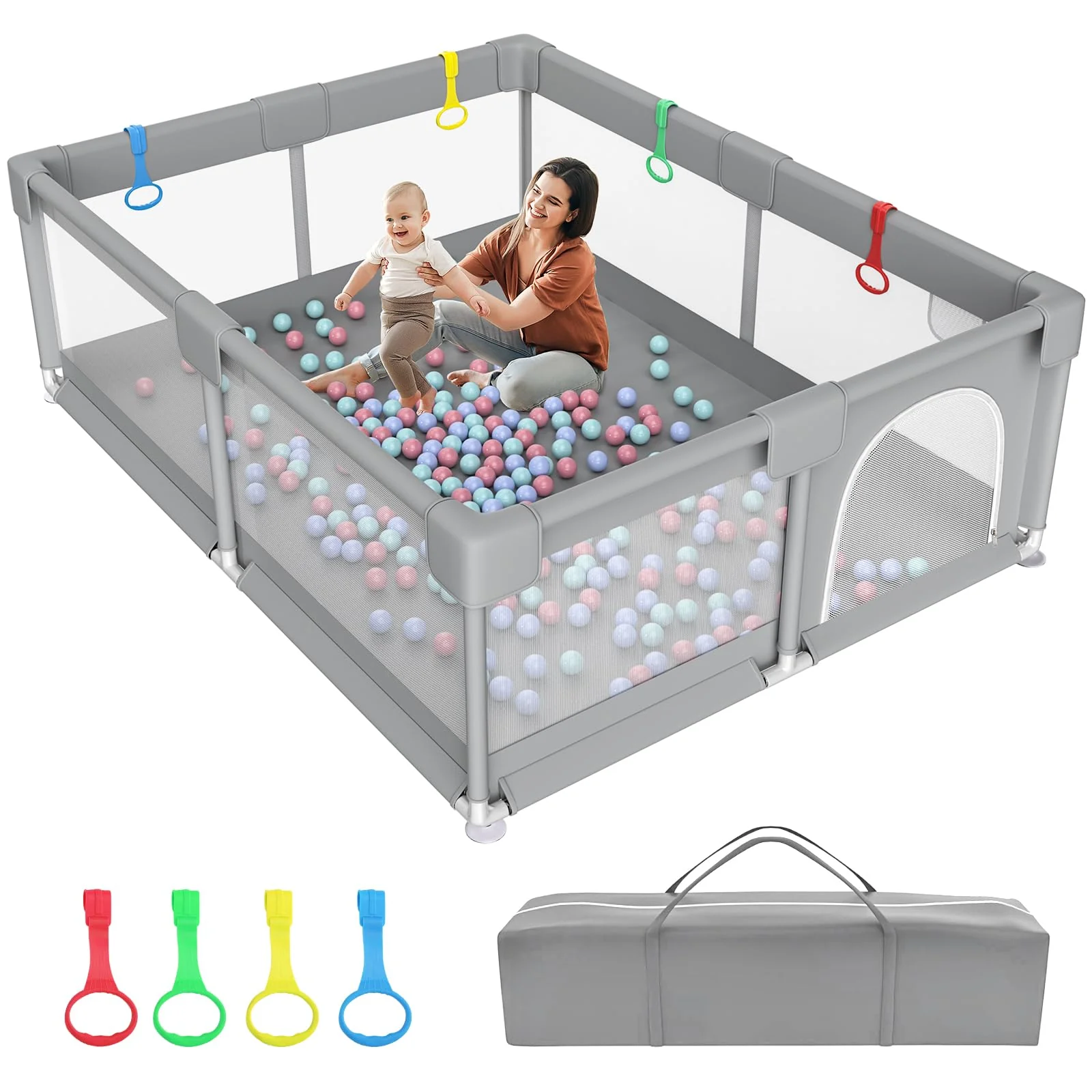 Zimmoo 79 ??71 Extra Large Baby Playpen with Zippered Door and Storage Bag