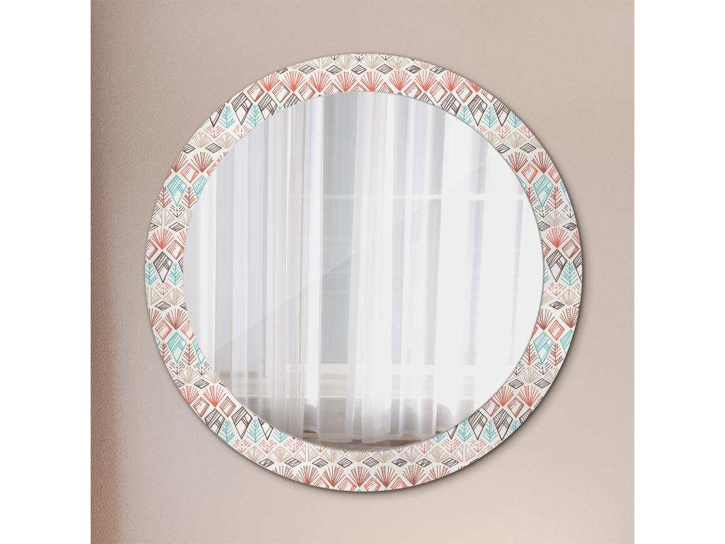 Espejo redondo decorativo - Motivo étnico - 80 cm
