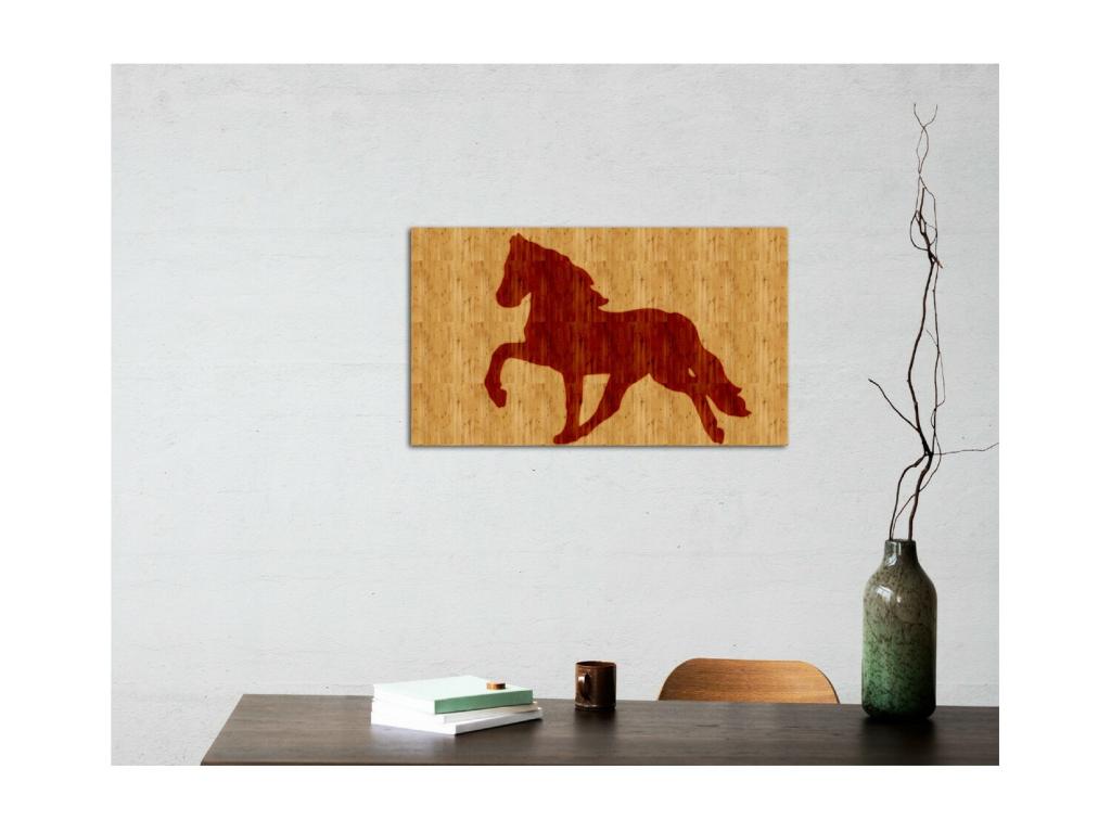 Decoración de Metal y Madera Caballo 1, Madera, 50x1,8x29 cm, Mubdelu