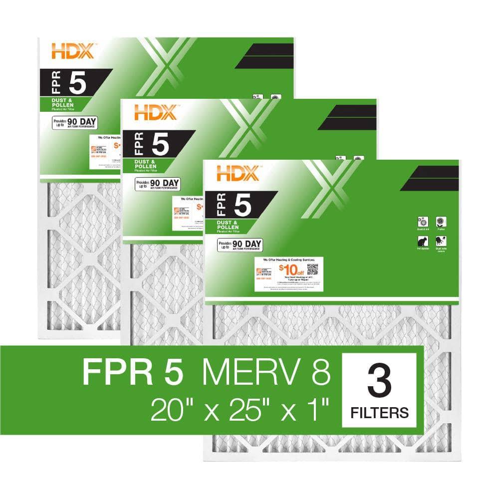 20 x 25 x 1 Standard Pleated Air Filter FPR 5 (3-pack)