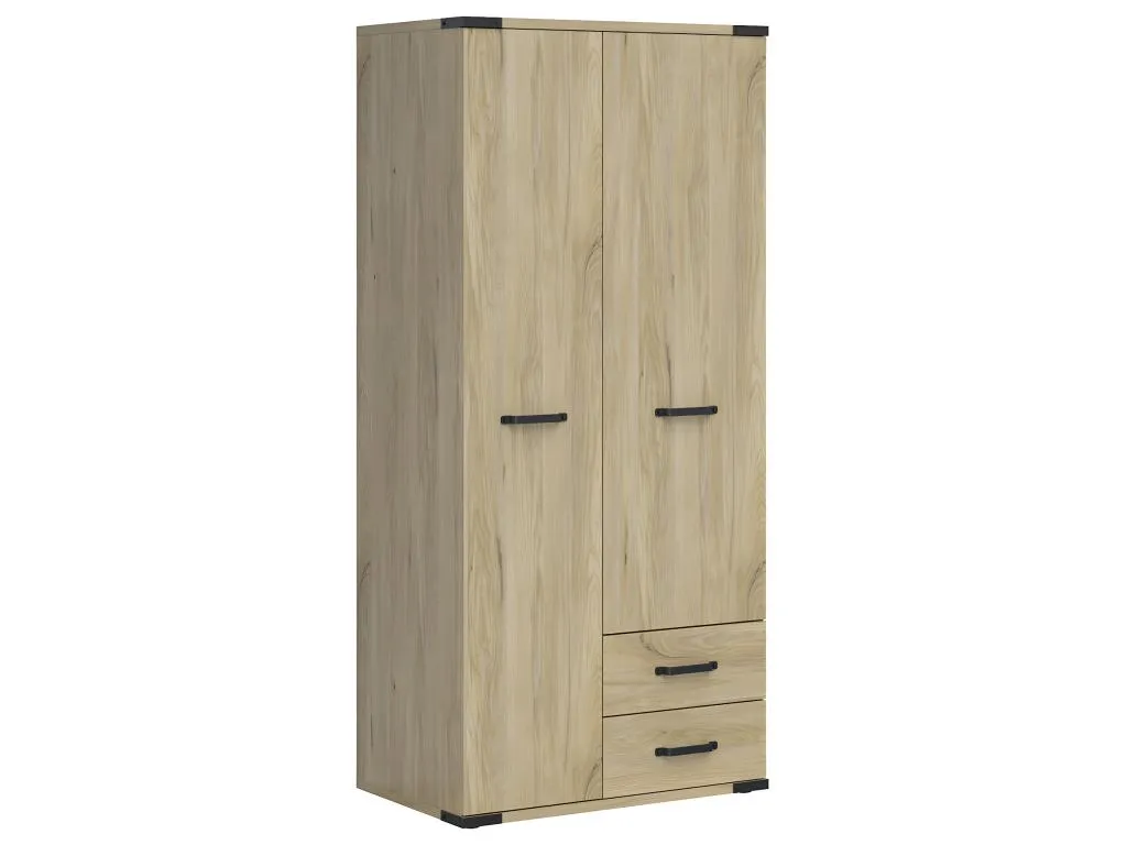 Armario Nidovia con 2 puertas y 2 cajones, madera combinada negro mrv480571