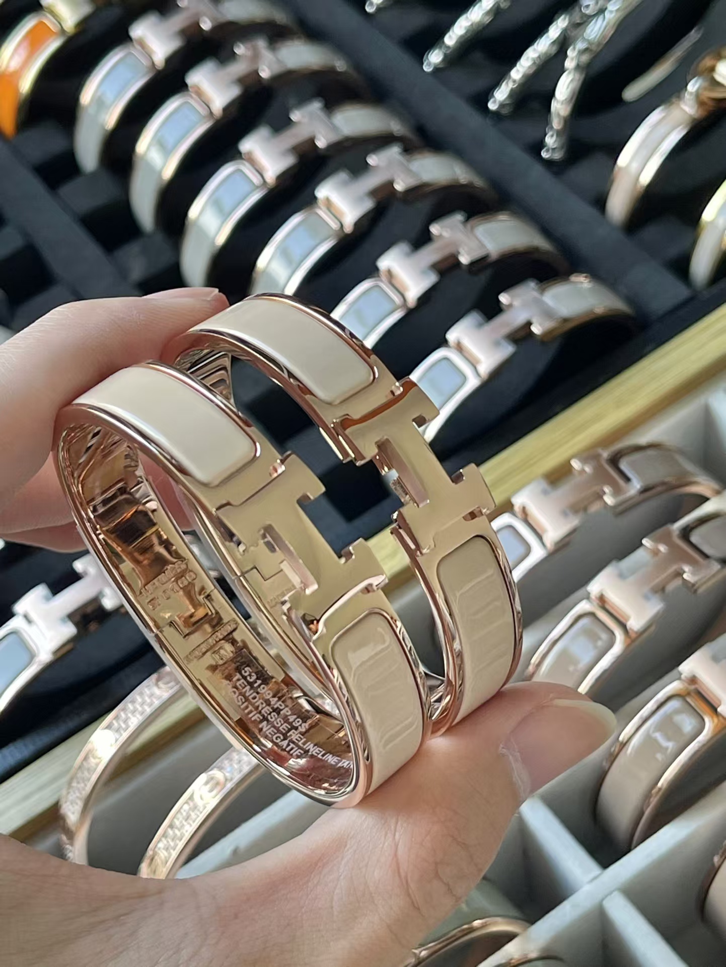 Hermes Wide H Enamel Bracelet Bangle - Original Replica Club