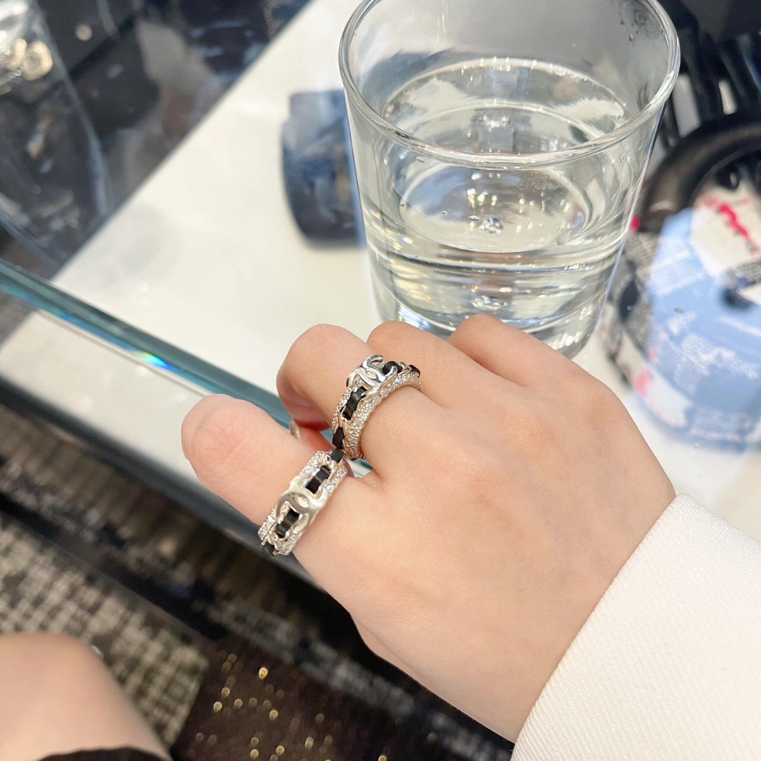 Chanel Black Leather Coco Ring - Original Replica Club