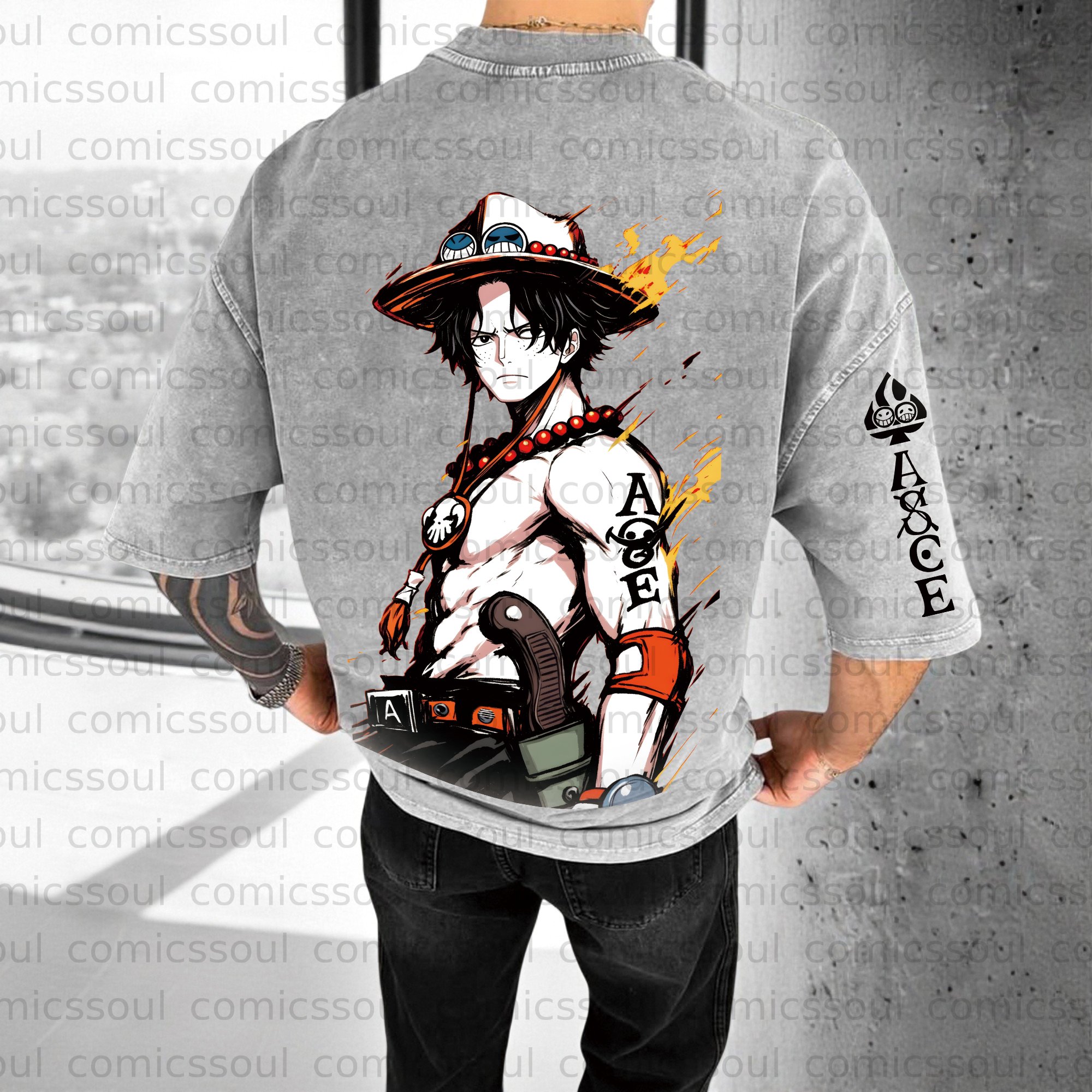 Unisex Anime Inspired Vintage Washed T-Shirt