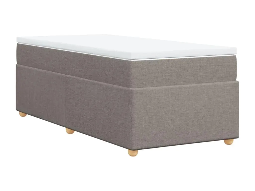 Cama box spring con colchón tela gris taupe 80x200 cm kdl3520126