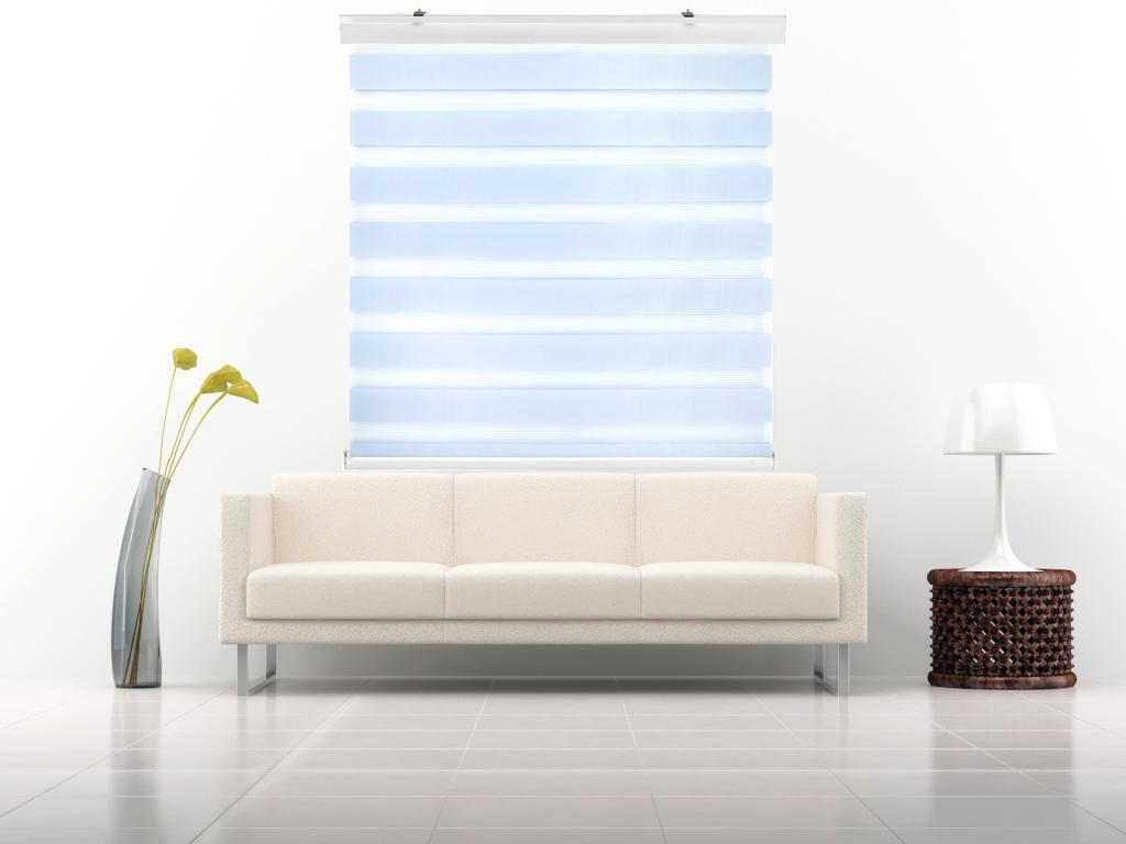 Tucasago | Estor Enrollable NOCHE y DIA | 105 x 255 cm (Ancho por Alto) Tamaño de Tela 102 x 250 cm | Modelo SANSA Color Celeste