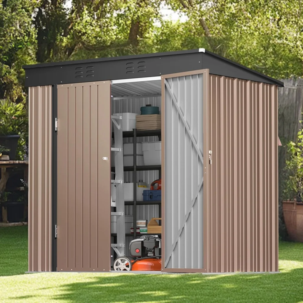 5'x3' Outdoor Storage Shed, Asofer Shed and Outdoor Storage Clearance, Weatherproof Tool Shed, Brown - Image 29