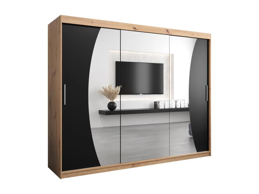 Armario Habitarluz de puertas correderas 200/250/62 3 puertas (artisan/negro) MDQL04064